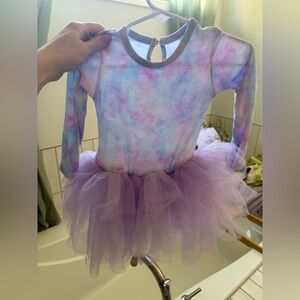 Pastel Tie-Dye Long Sleeve Tutu Dress